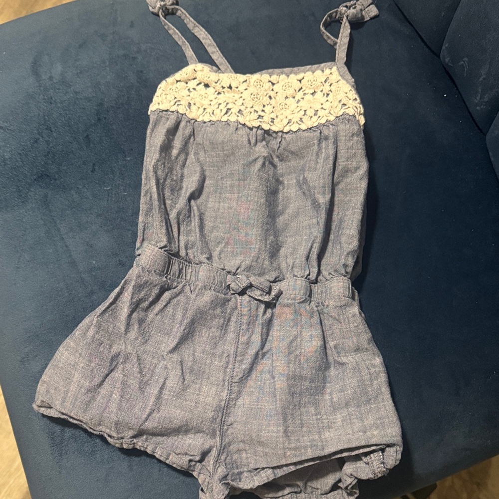 OshKosh B'gosh Blue Romper with Cream Lace